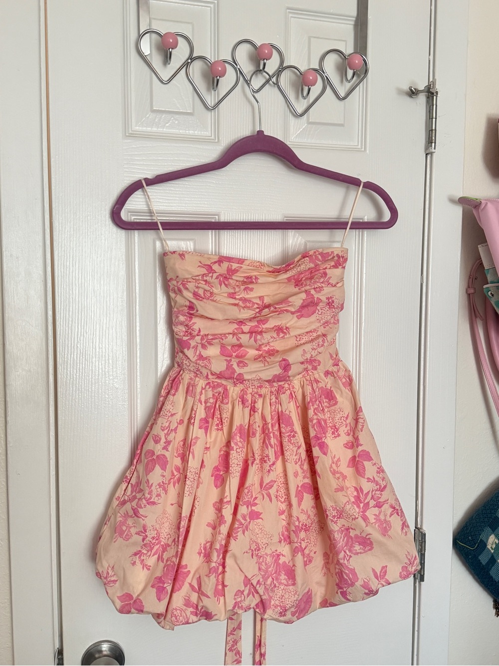 Olivaceous Pink Floral Bubble-Hem Mini